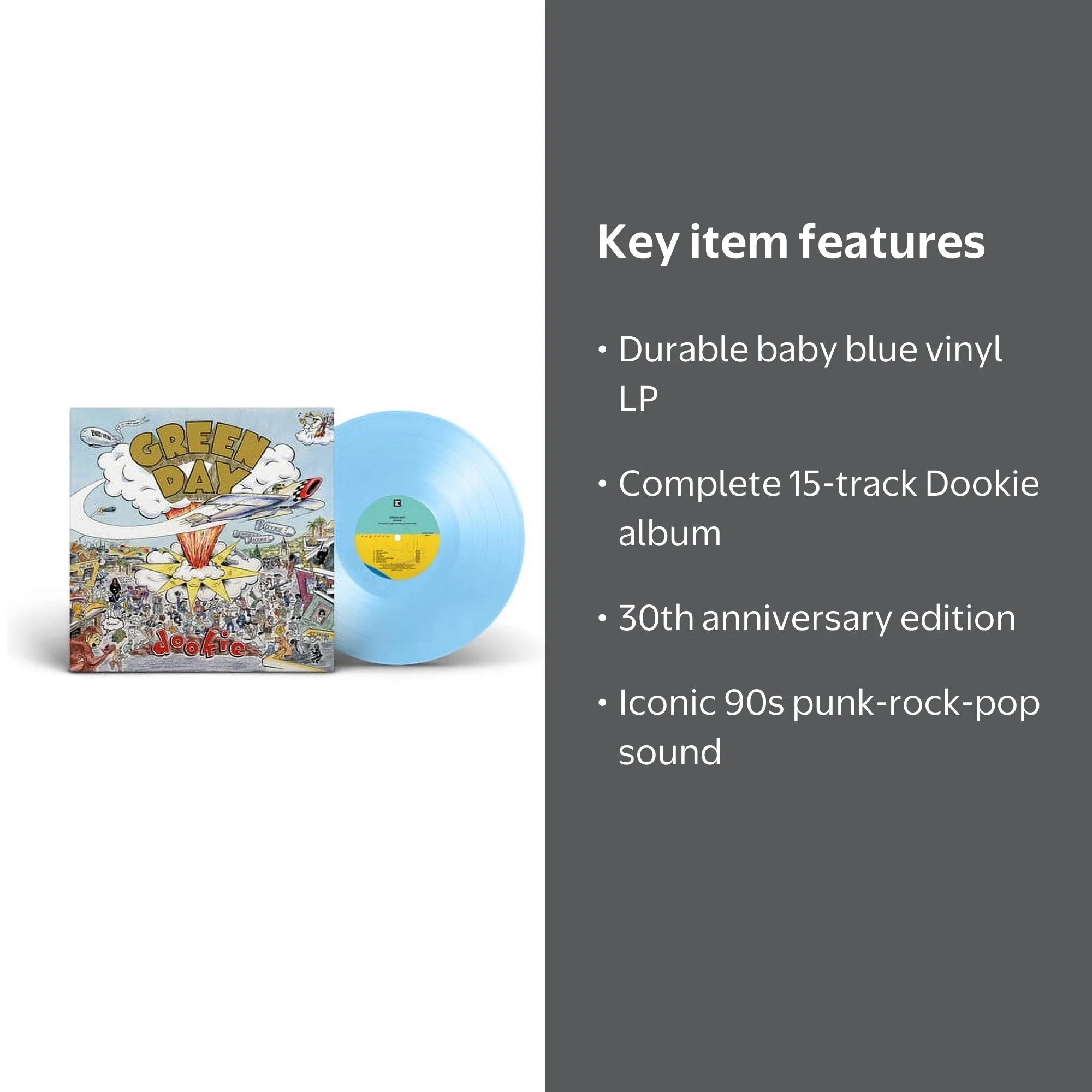 Green Day, Vinyl Record, Dookie 30th Anniversary, Baby Blue Vinyl