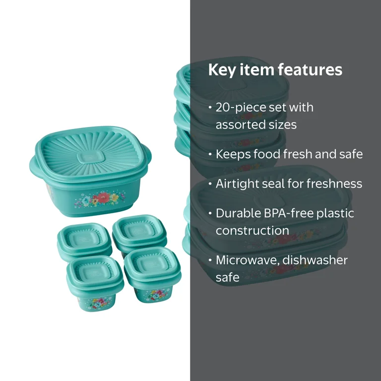 The Pioneer Woman 20-Piece Food Storage Set with Plastic