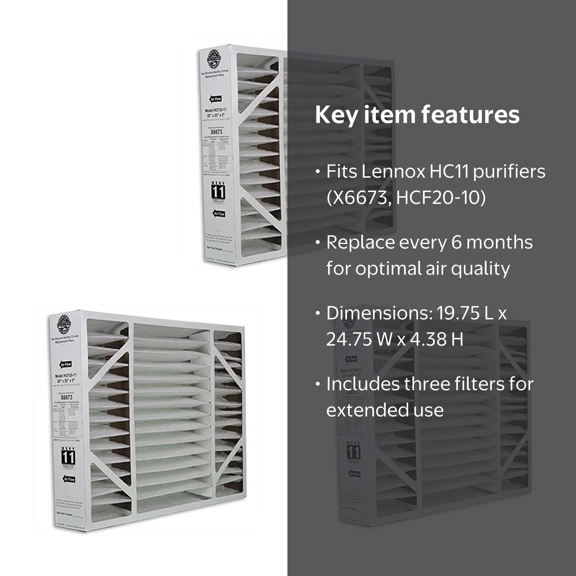 Lennox X6673 Healthy Climate Air Purifier, Dust Fits Unit, 20x25x5