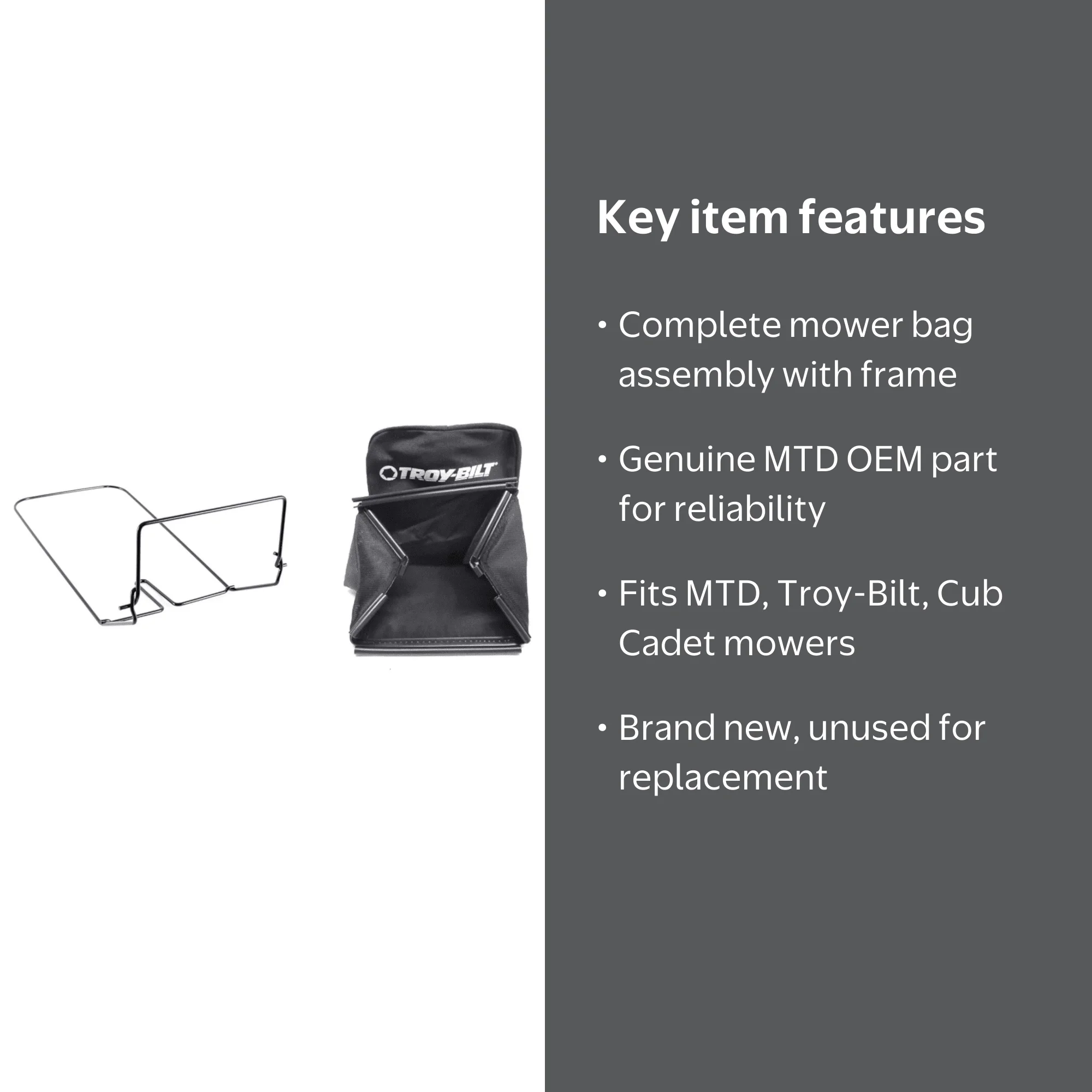 MTD Genuine Grass Bag and Frame for Troy Bilt, Cub Cadet Lawn