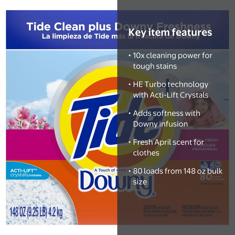 Tide, Laundry Detergent, Plus Downy April Fresh, 80 loads, 148 oz