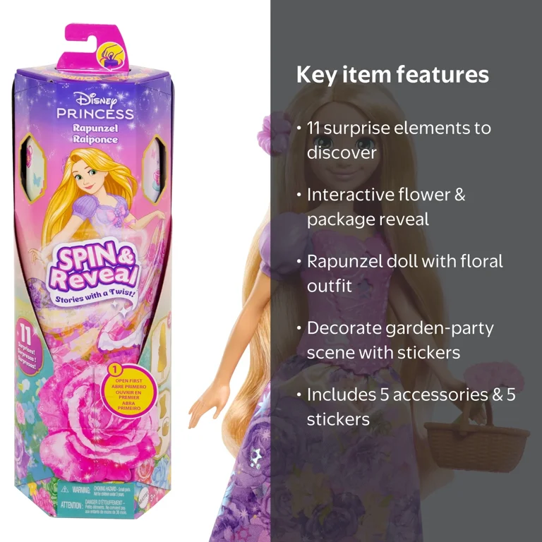 Disney Princess Spin & Reveal Rapunzel Fashion Doll & Accessories