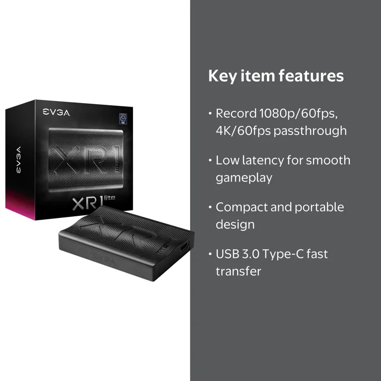 EVGA XR1 Lite Capture Card, OBS Certified, USB 3.0, 4K Pass