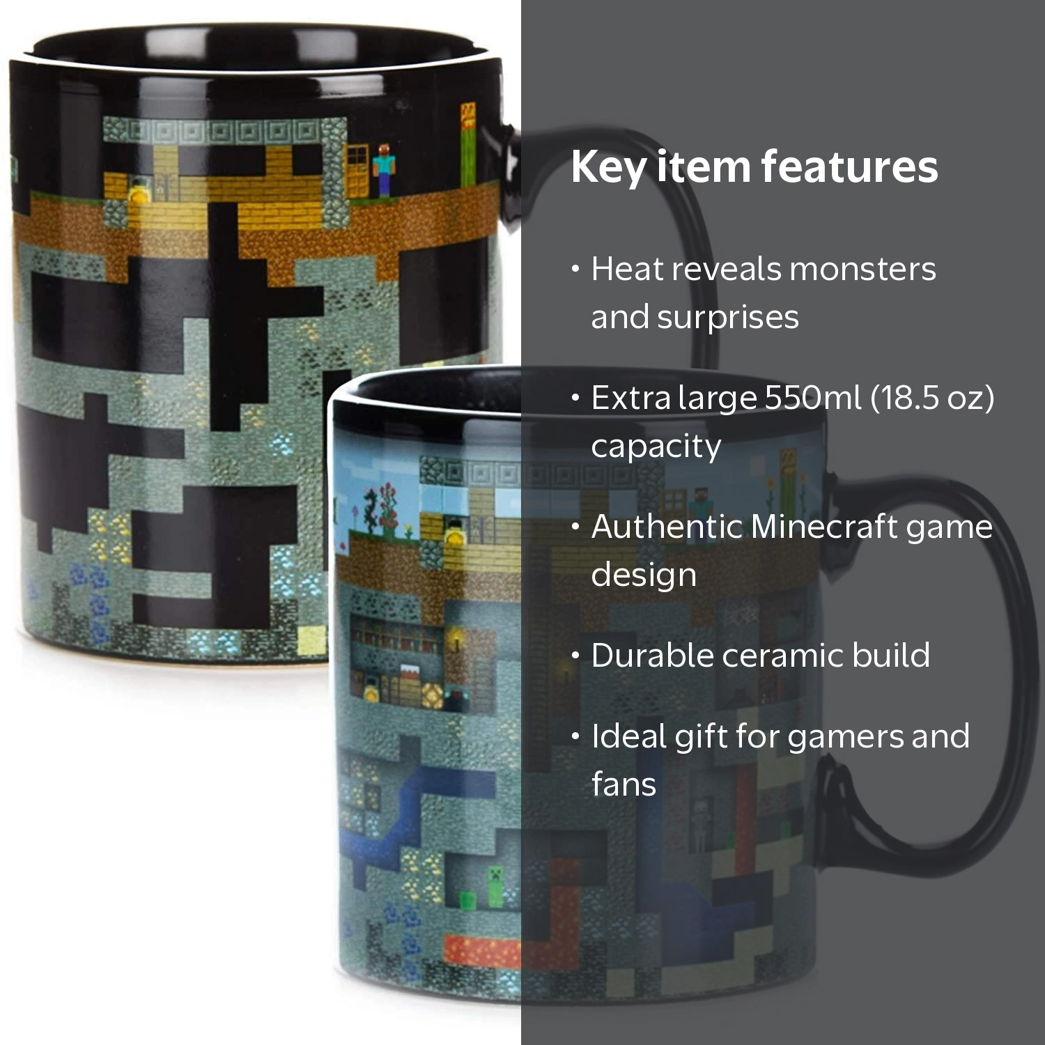 Paladone Minecraft XL Heat Change Ceramic Mug, 18.5oz Extra Large