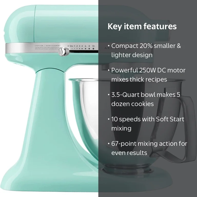 KitchenAid Mini Stand Mixer ミントグリーン KitchenAid, Stand Mixer, 3.5-Quart Artisan Mini Plus, Ice Blue