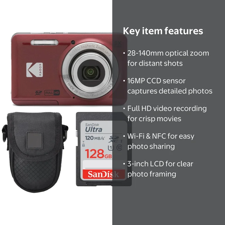 Kodak Digital Camera with 28-140mm 16MP CCD Sensor Full HD Video