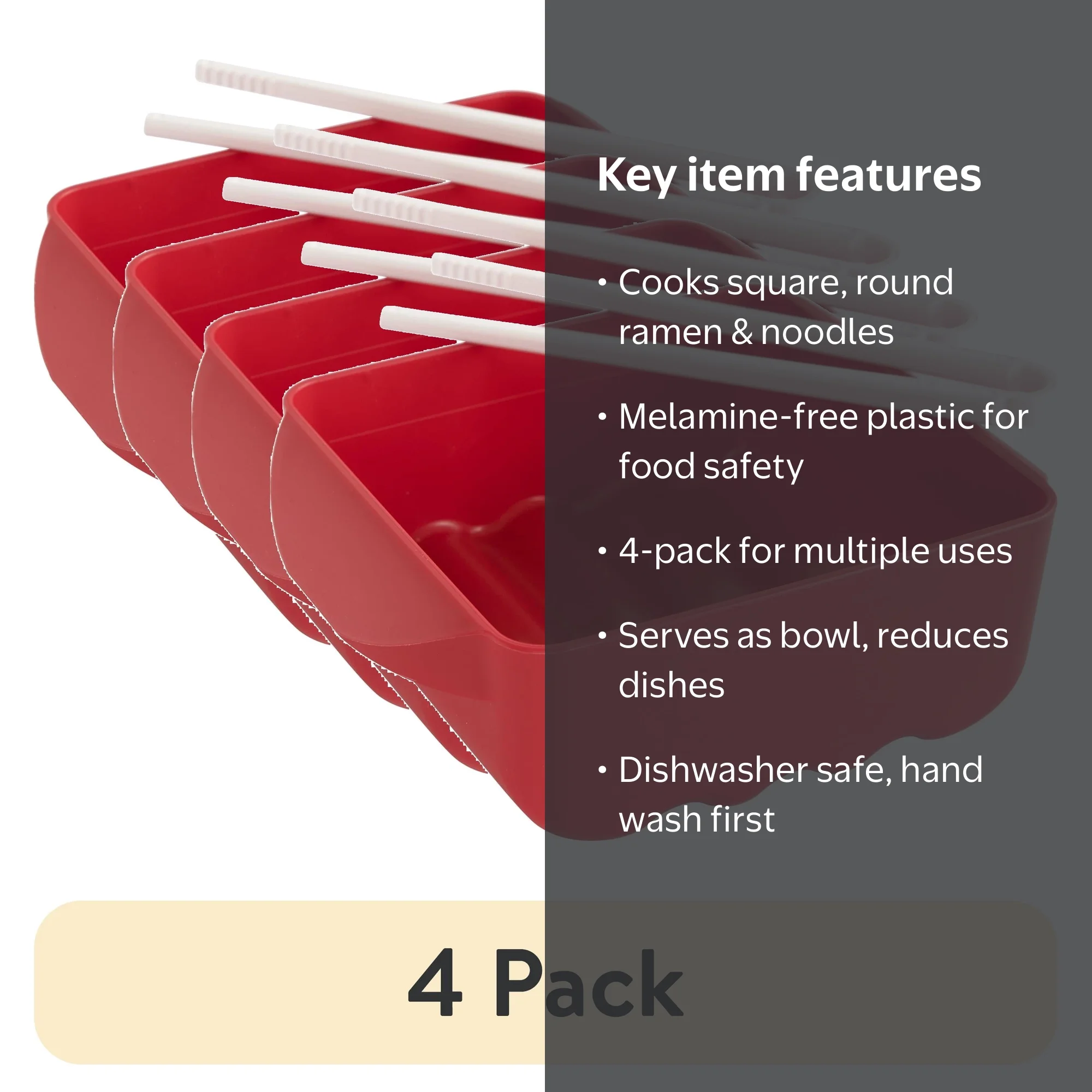 4 pack) Nordic Ware Microwave Plastic Ramen Rush Cooker with