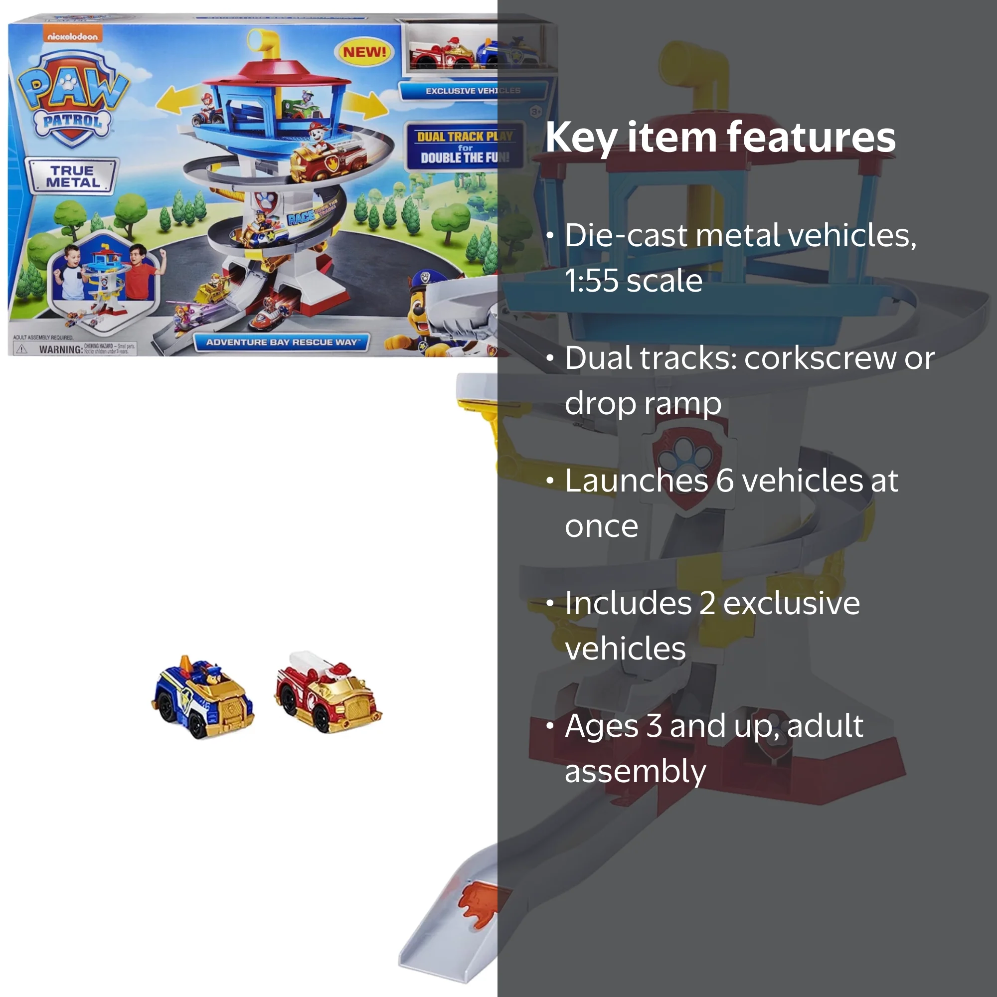 PAW Patrol, Adventure Bay Rescue Playset, Race Track with Marshall