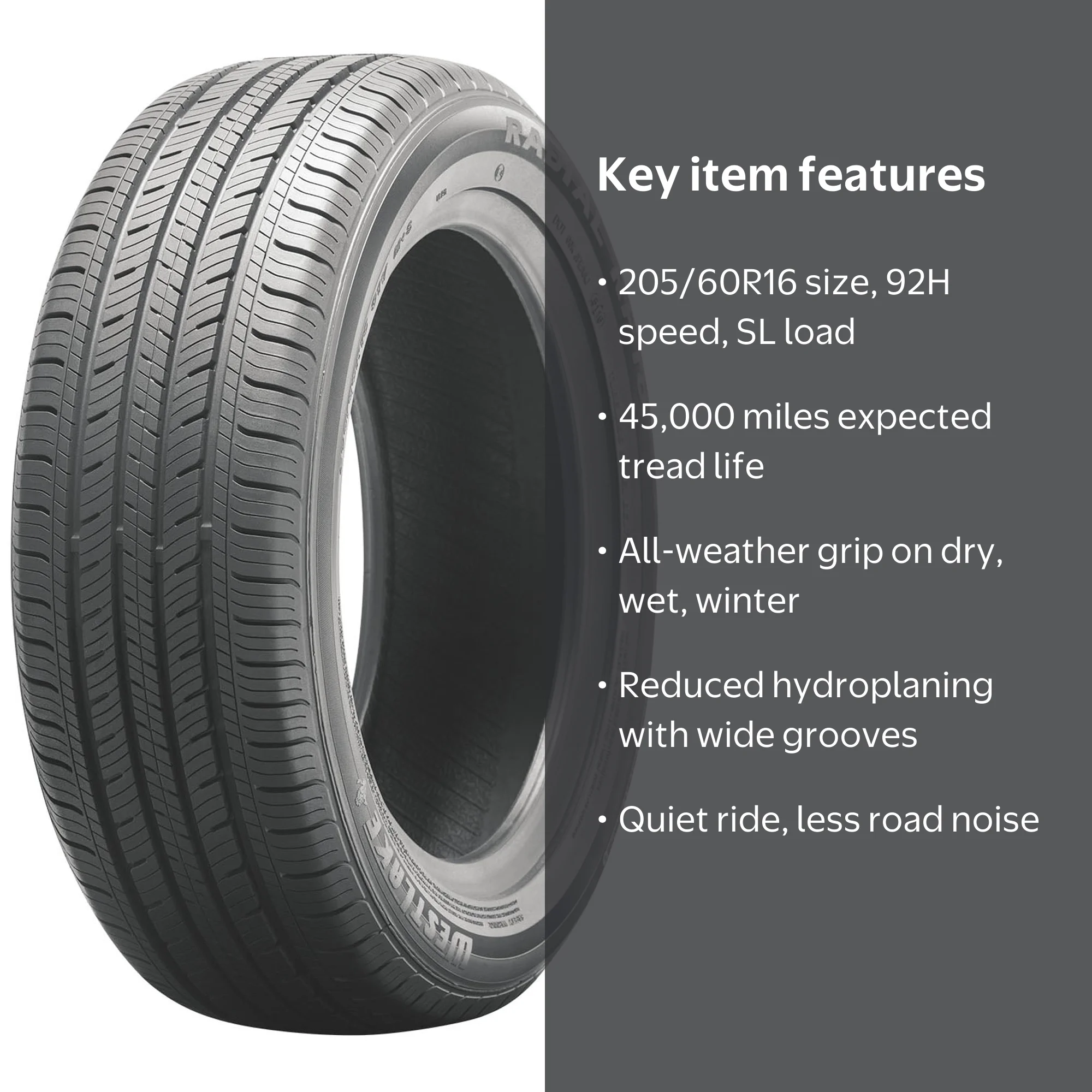 Westlake All-Season Passenger Tire, RP18 205/60R16 92H for Sedans