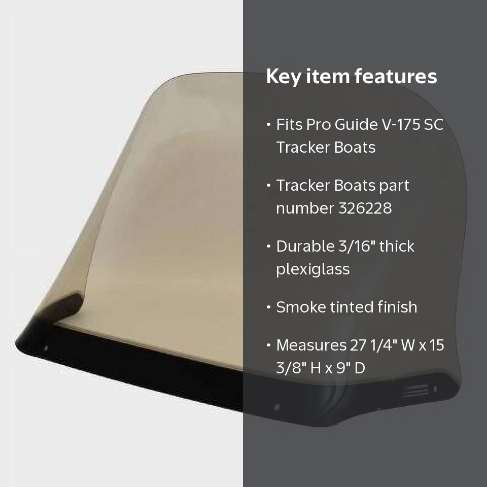 Tracker Boats Plexiglass Windshield for Pro Guide V-175 Base, 27 1
