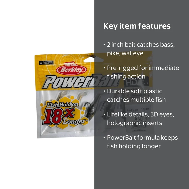 Berkley PowerBait Pre-Rigged Swim Shad Fishing Bait, HD Bluegill