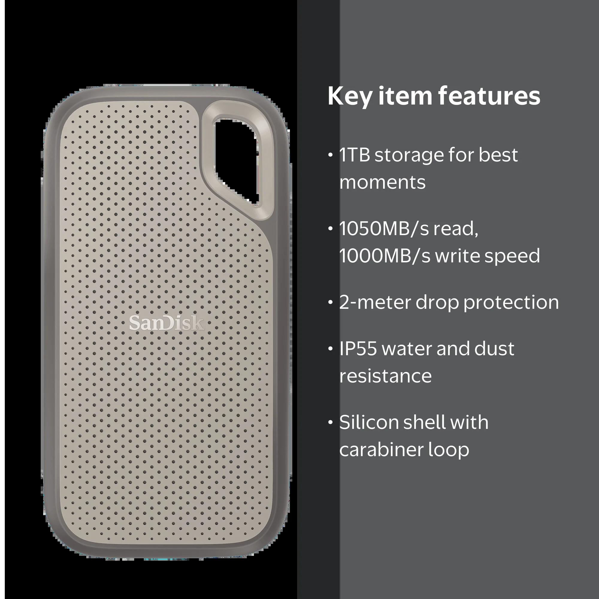 M*様 SanDisk Extreme ポータブルSSD 1TB 1050MB SanDisk 1TB Extreme External Portable SSD, Up to 1050MB/s, USB-C
