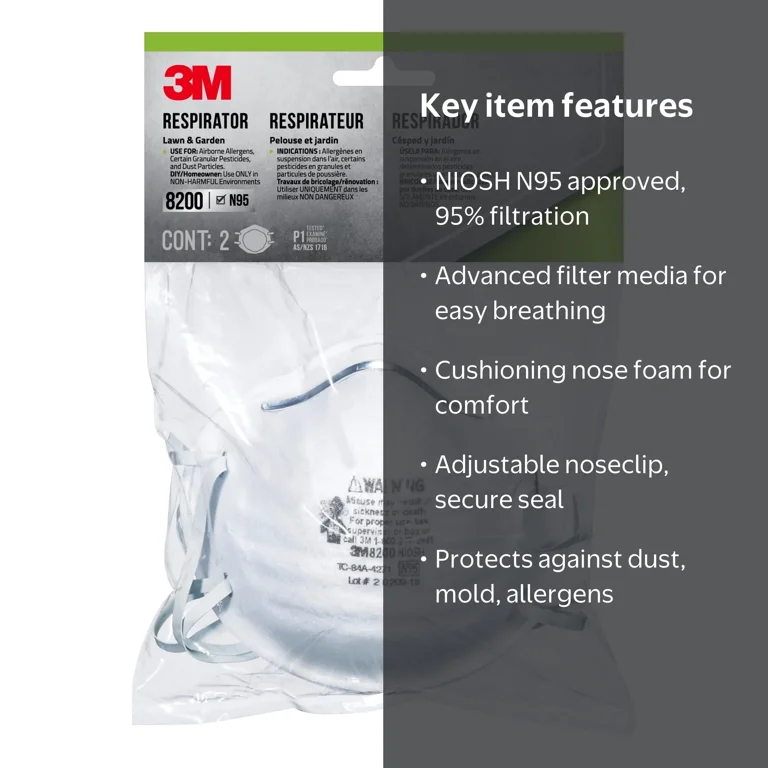 3M 8200 Lawn and Garden Respirator, N95, 2 per Pack - Walmart.com