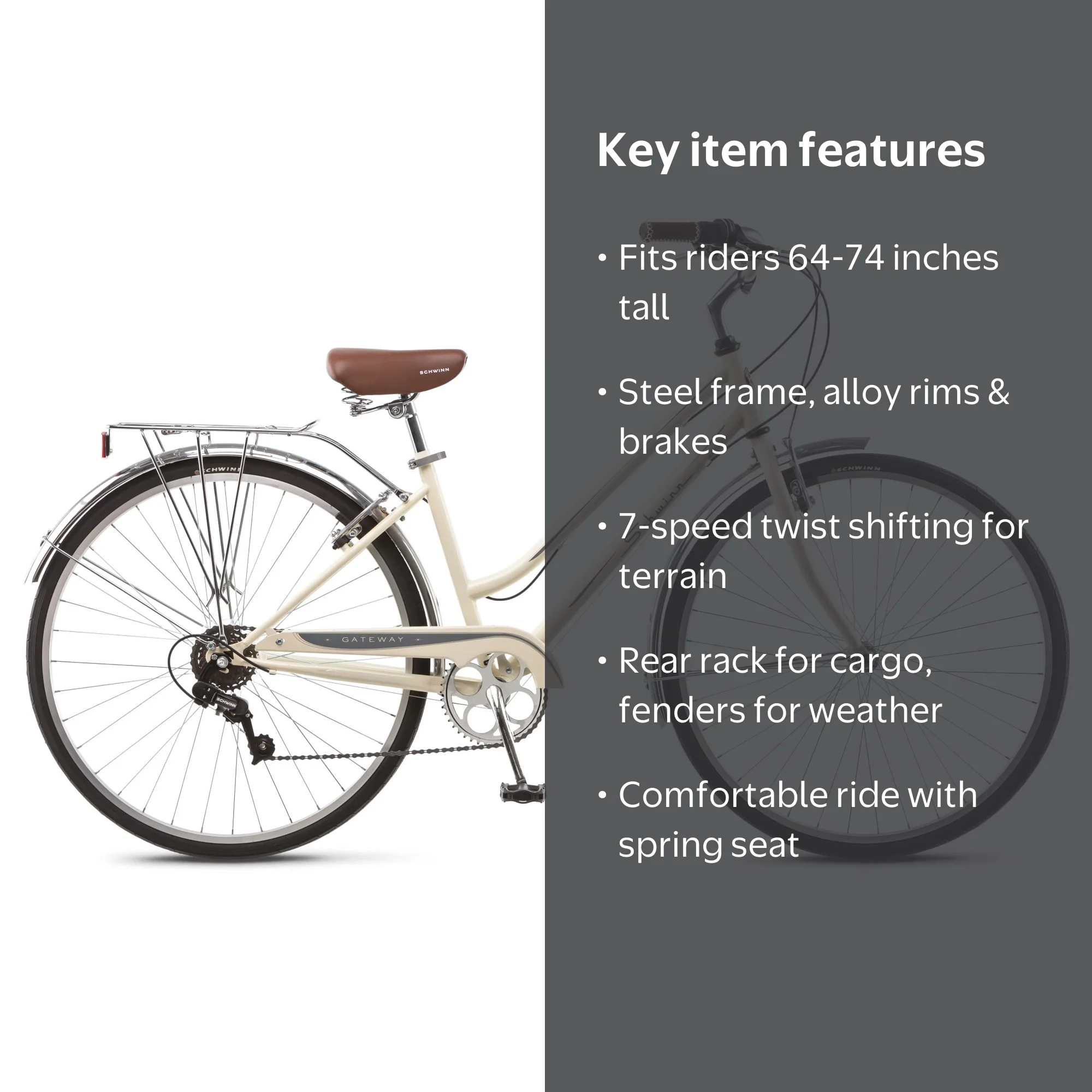 Schwinn Gateway Hybrid Fitness Bike, 700c Wheel, 7 Speeds, Cream -  Walmart.com