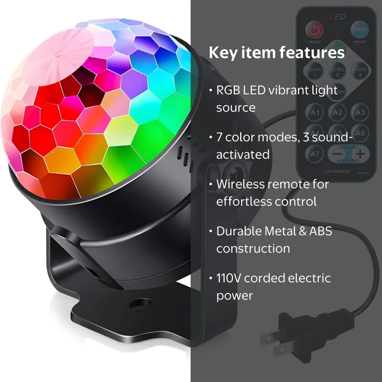 DAYBETTER Disco Ball Decor Strobe LED Party Lights,8 Modes Disco DJ Lights for Parties Decorations Home Dance,Sound Activated
