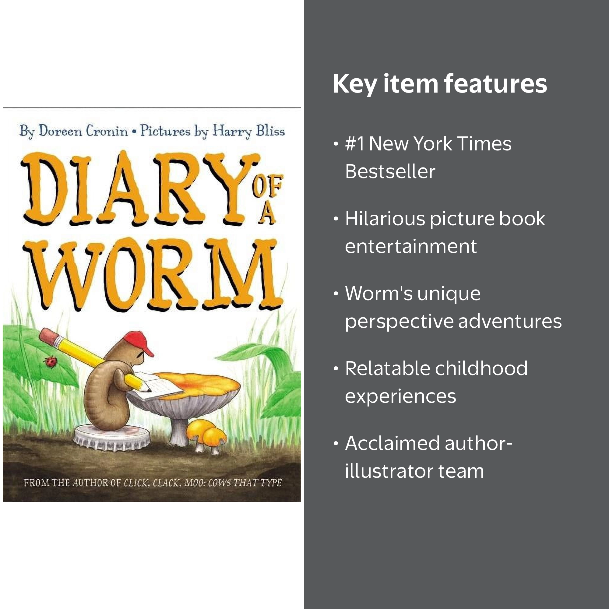 Doreen Cronin, Hardcover Book, Diary of a Worm, Series WORM