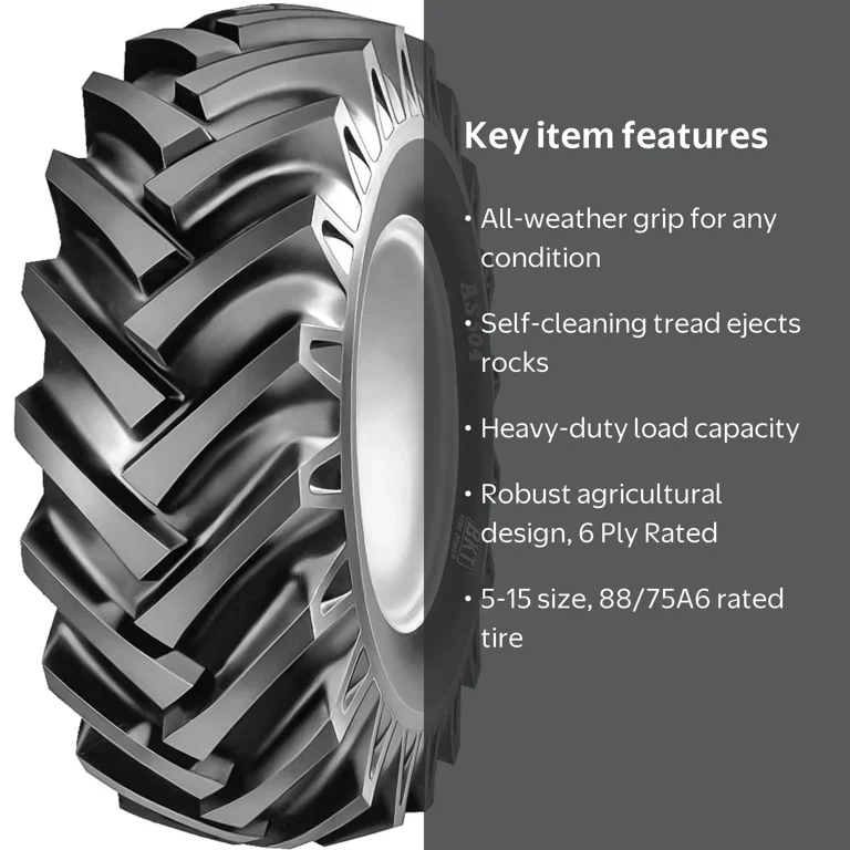 BKT All-Season Tractor Tire, Implement-AS504, 5-15 Load 6 Ply