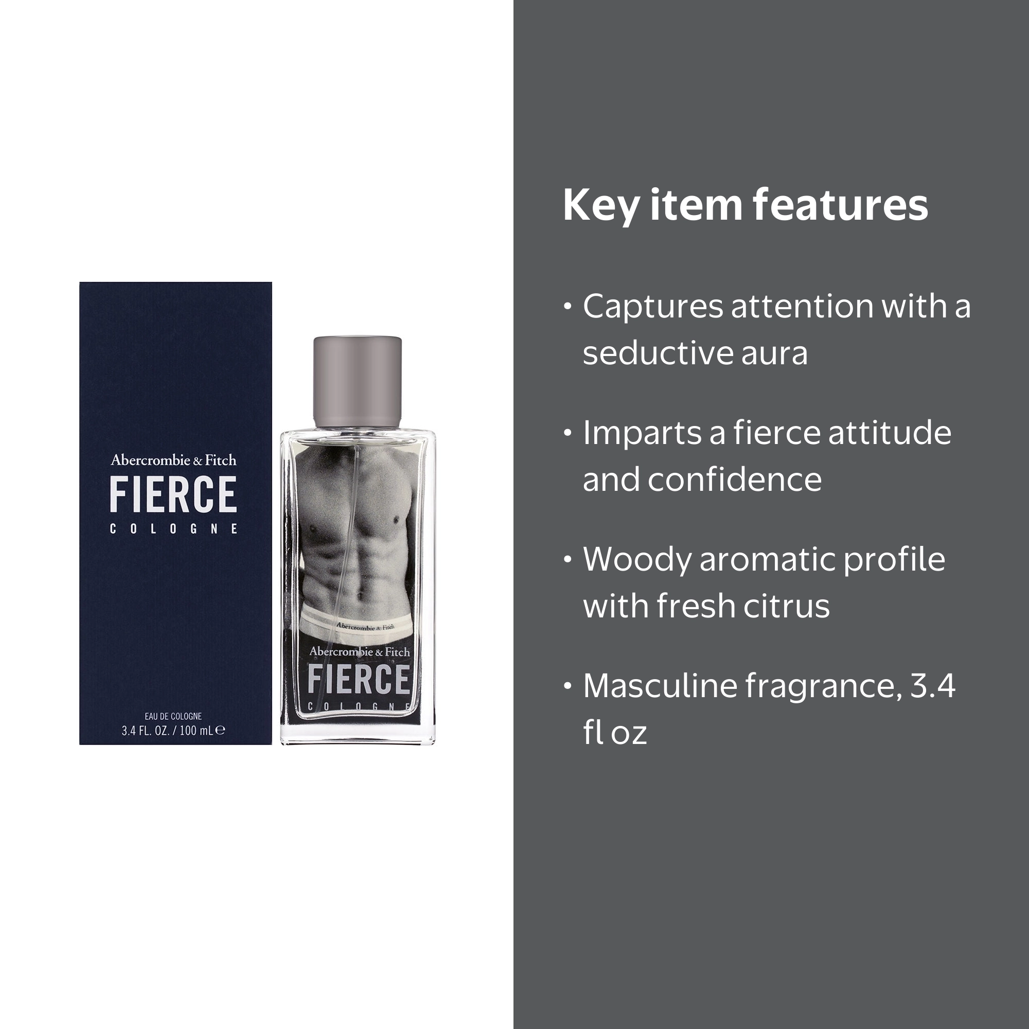 Abercrombie & Fitch Fierce for Men - Bold 3.4 oz Woody Aromatic