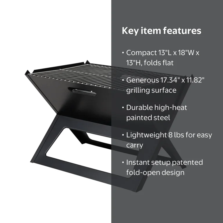 Fire Sense Notebook BBQ Grill Cooking Bars Foldable ,Portability