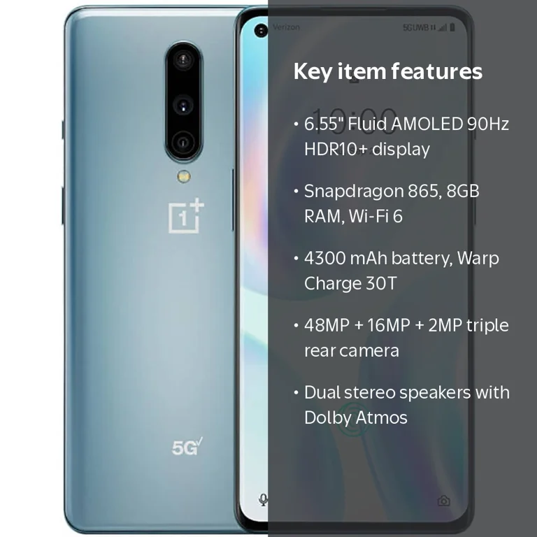 OnePlus 8 5G UW IN2019 128GB/8GB RAM Verizon unlocked 6.55 in