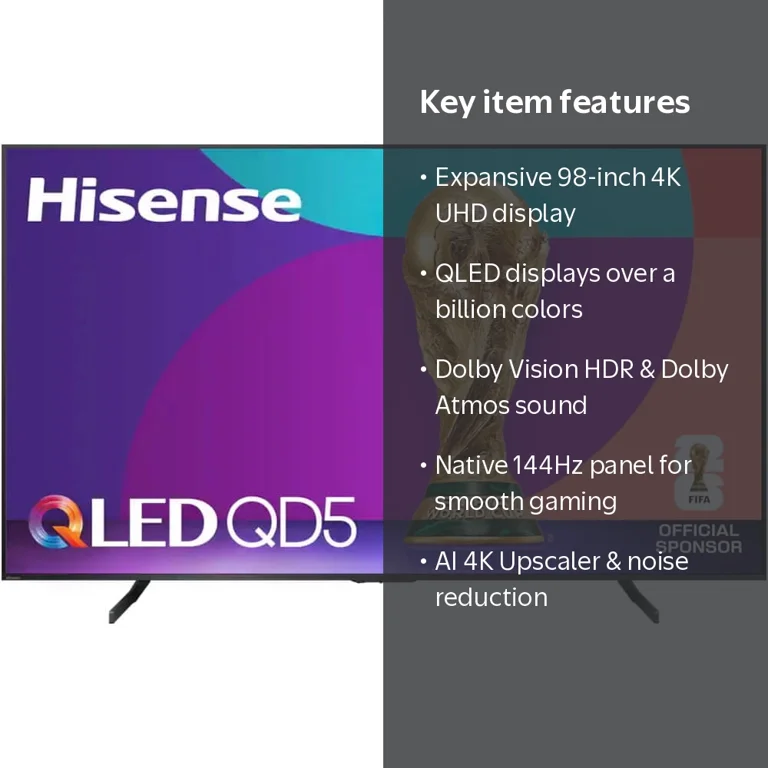 Hisense 98 inch Class QD5 Series 4K UHD QLED Smart Google TV