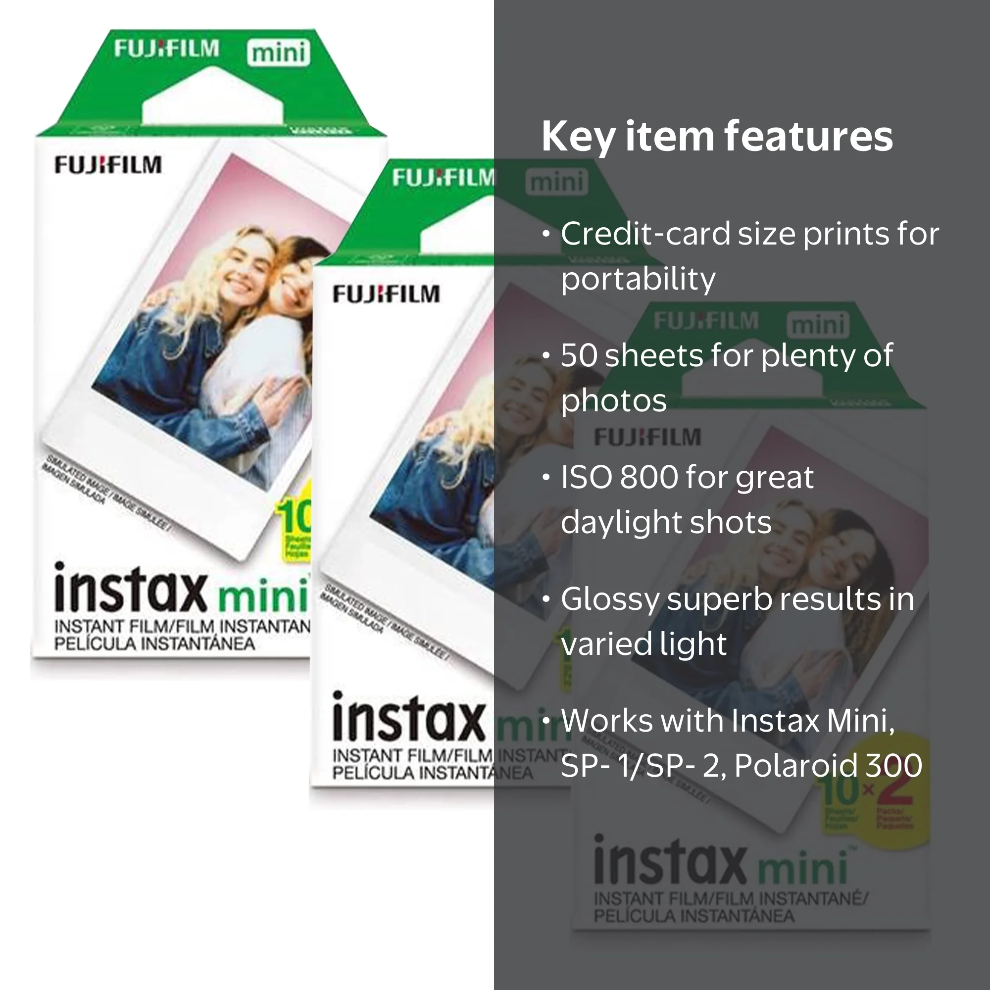 Fujifilm Instax Mini Instant Film, 50 Shots for Fuji Mini 7s, 8, 9