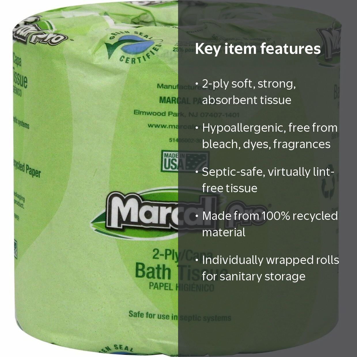 Marcal Pro, MRC3001, 100% Recycled Bathroom Tissue, 48 / Carton