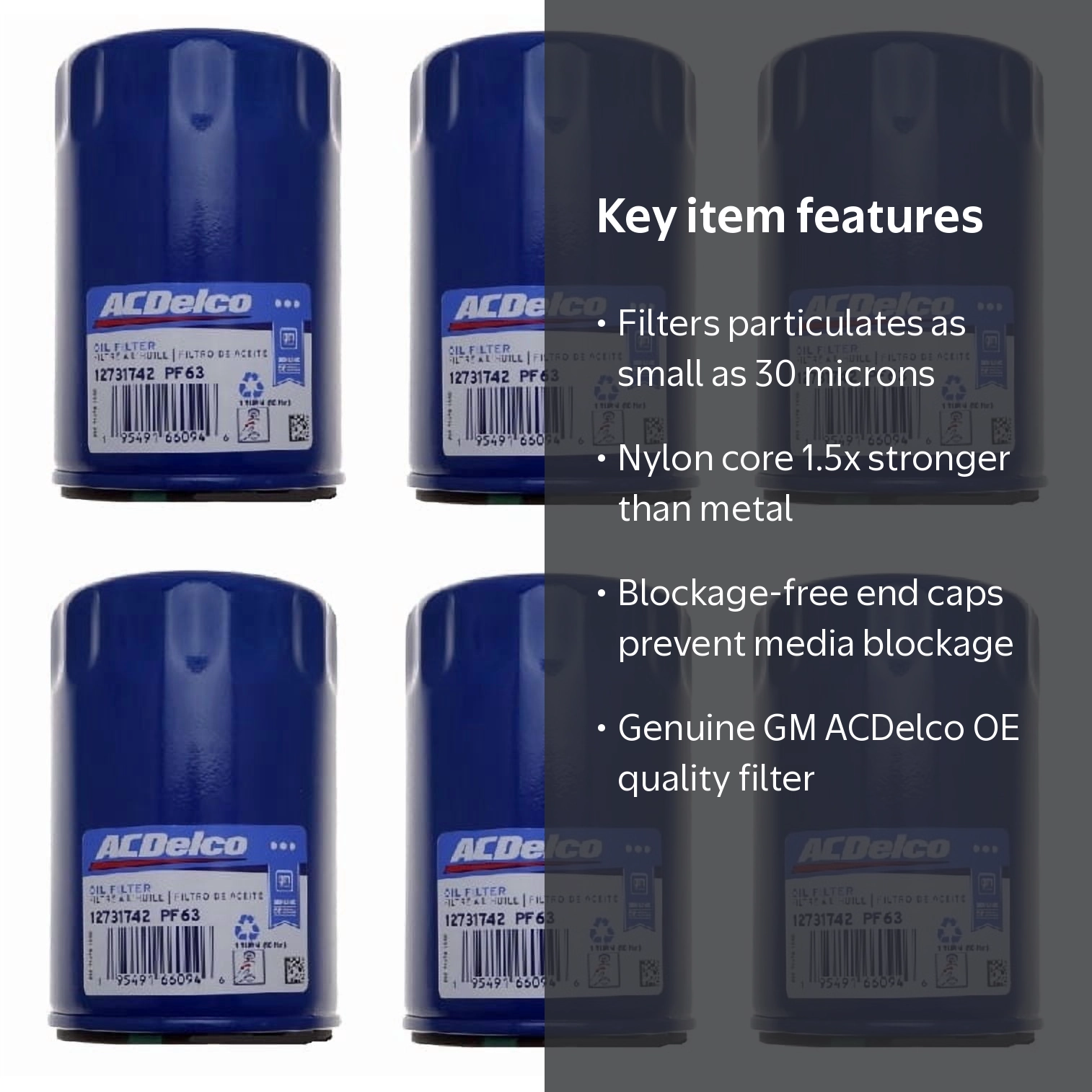 ACDelco, Oil Filter, PF63, Set of 6 Replacement with Nylon Core