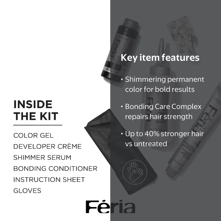 L'Oréal Paris Feria Permanent Hair Color, M62 Cool Rich Red, 1 kit
