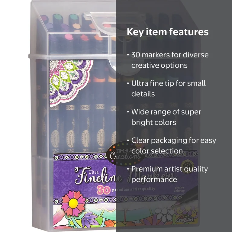 Cra-Z-Art Colored Fineline Markers, Premium Artist Quality, 30