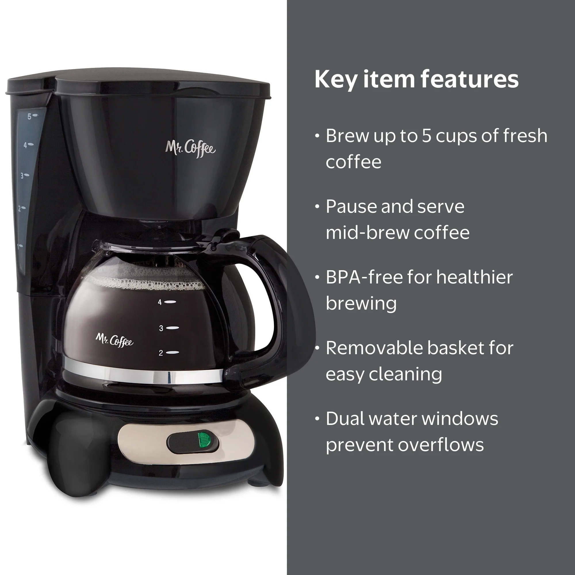 Mr. Coffee 5 Cup Coffee Maker - Walmart Business Supplies