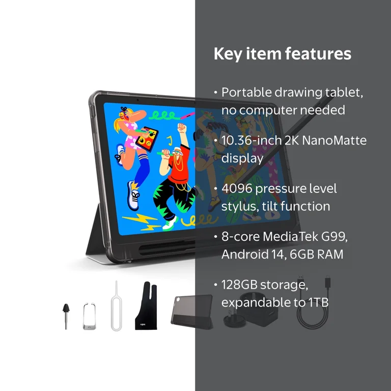 UGEE UT2 Fun Drawing Pad, Standalone Graphics Tablet No Computer