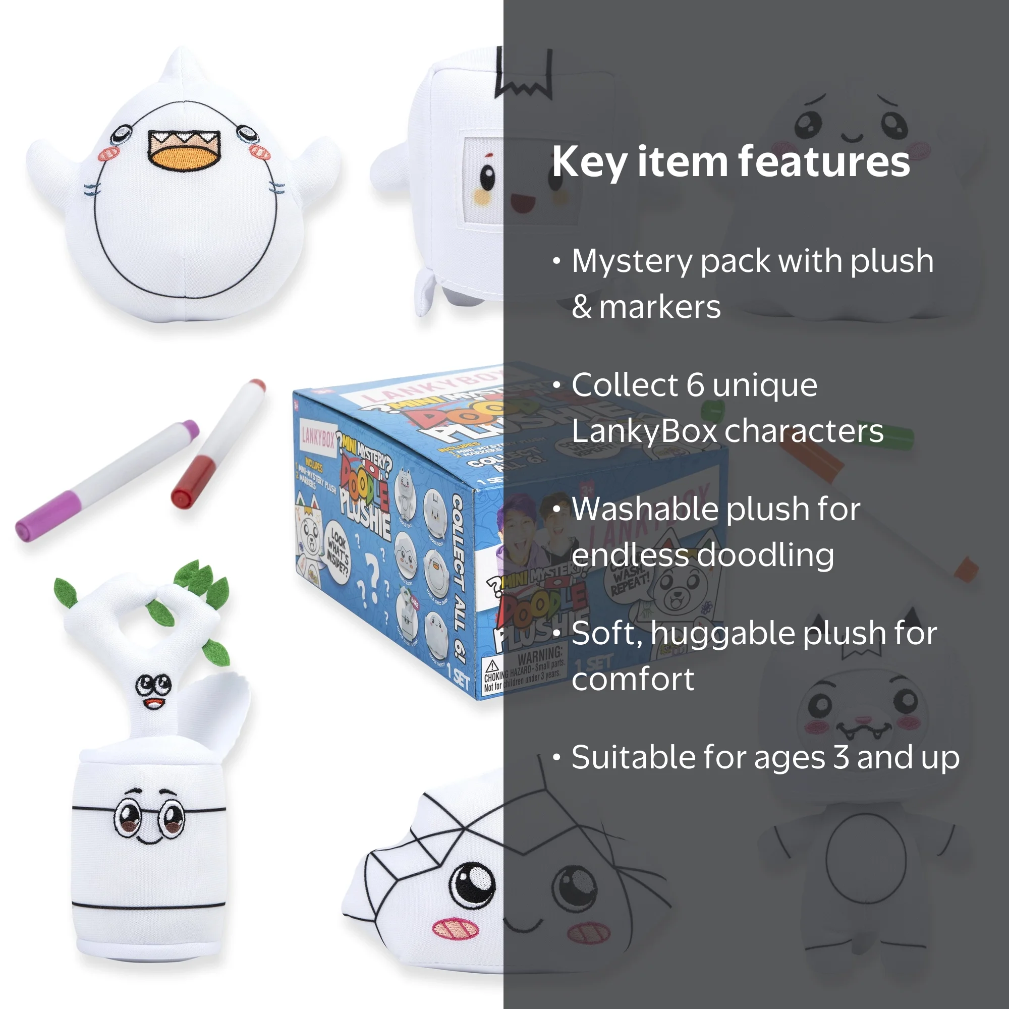LankyBox Mystery Plush, Doodle Collection, Collectible Mini Plush
