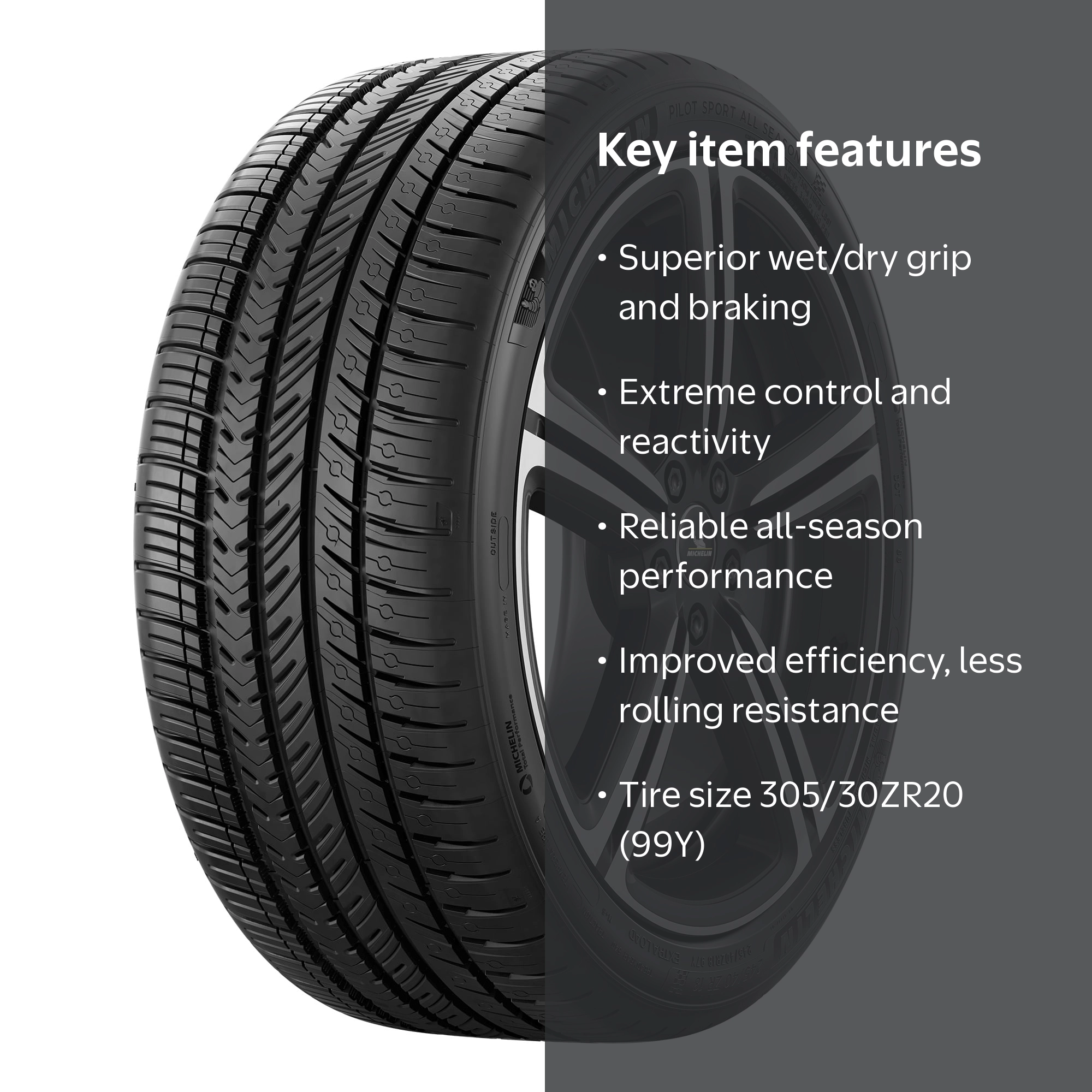Michelin Pilot Sport All-Season 4 Tire, 305/30ZR20, 99Y, High