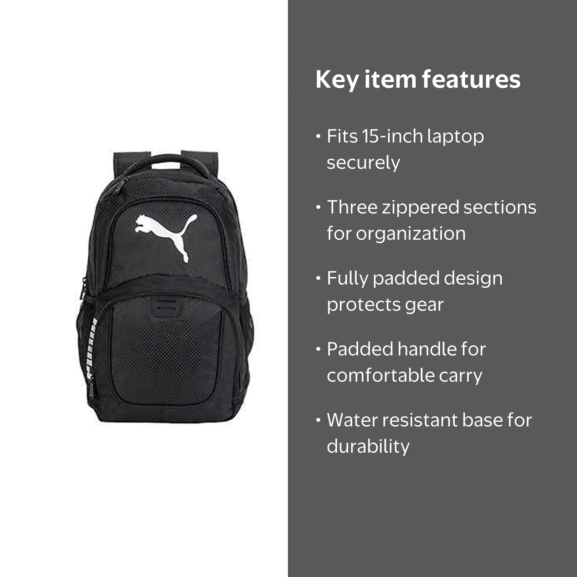 Puma Challenger Backpack Fully Padded, 15” Laptop Pocket Black