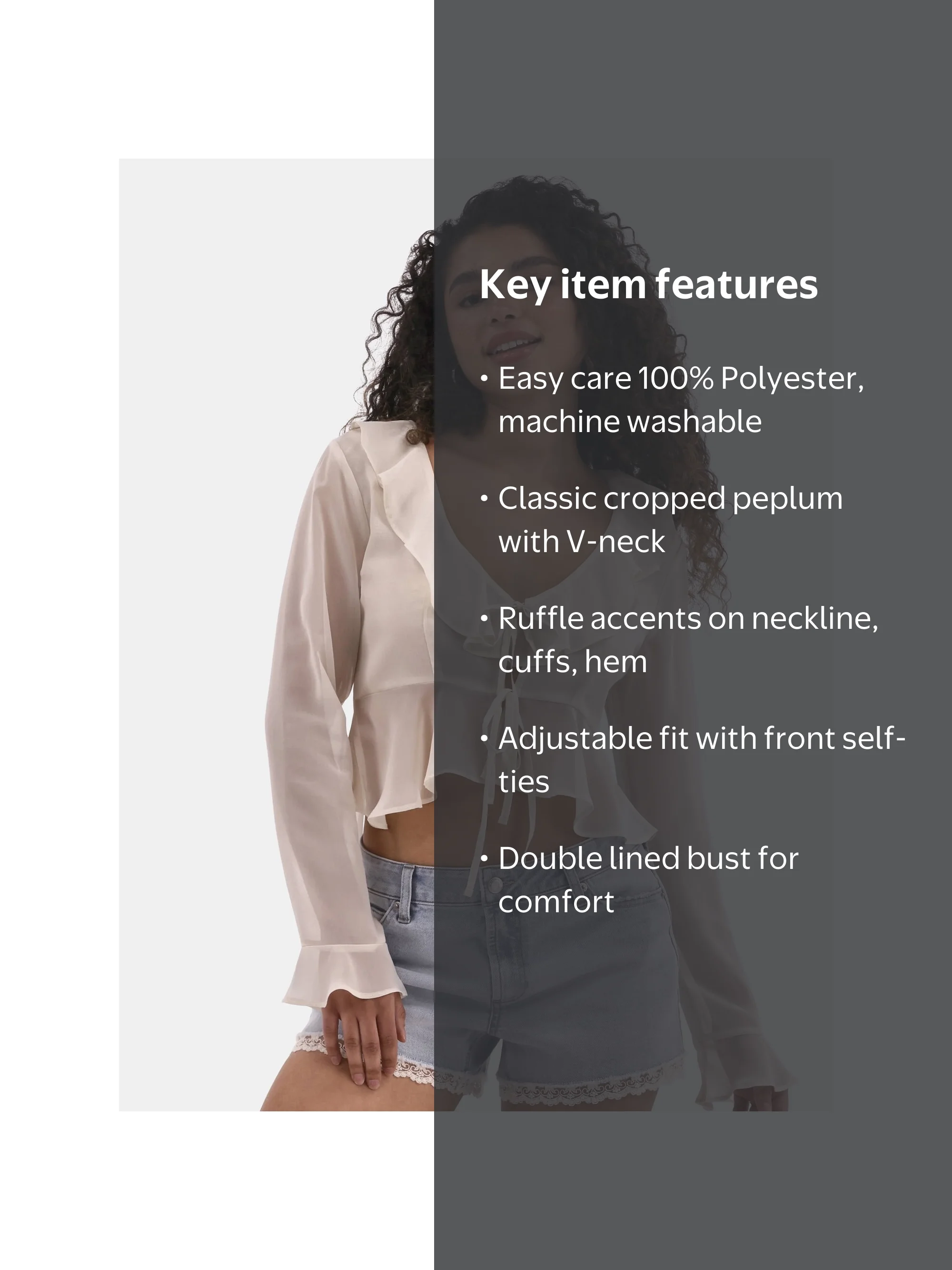 No Boundaries Ruffle Woven Top for Women V-Neck Long Sleeve