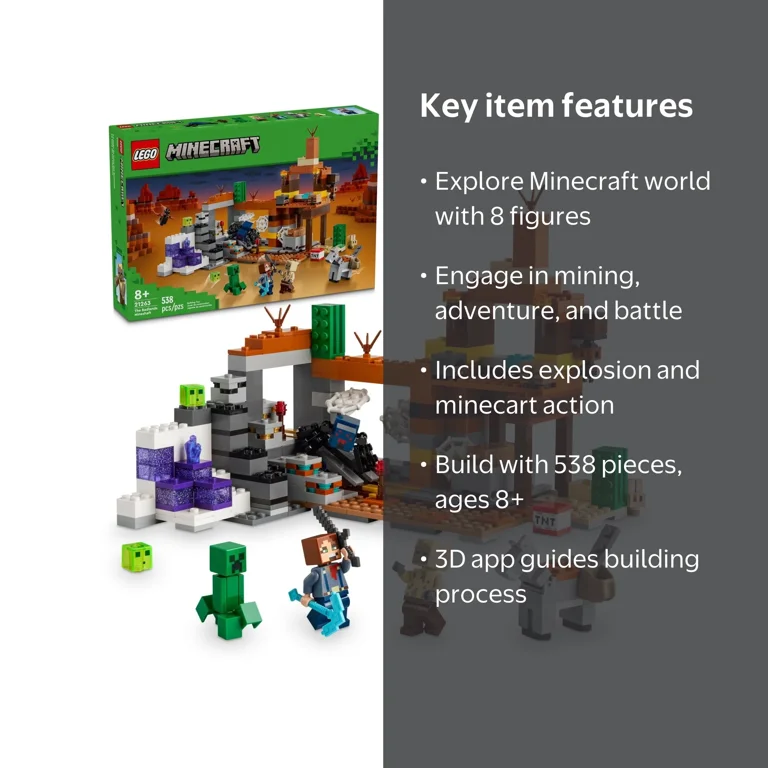 LEGO, Minecraft The Badlands Mineshaft Video Game Toy, 538 Pieces
