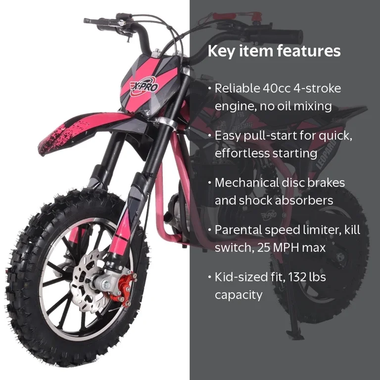 X-Pro Leopard 40 Mini Gas Dirt Bike, Gas Power 4 Stroke Dirt Bike