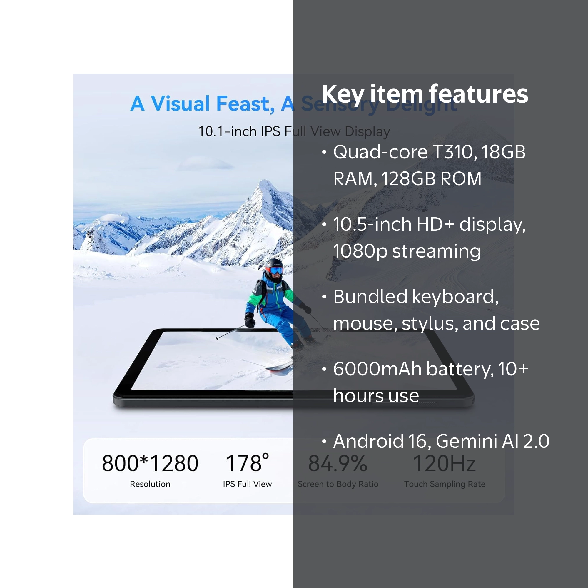 TABWEE, Android 16 AI Tablet, 10 Inch, 18GB RAM 128GB ROM