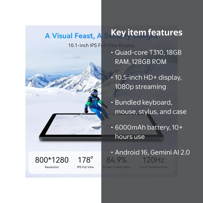 TABWEE, Android 16 AI Tablet, 10 Inch, 18GB RAM 128GB ROM