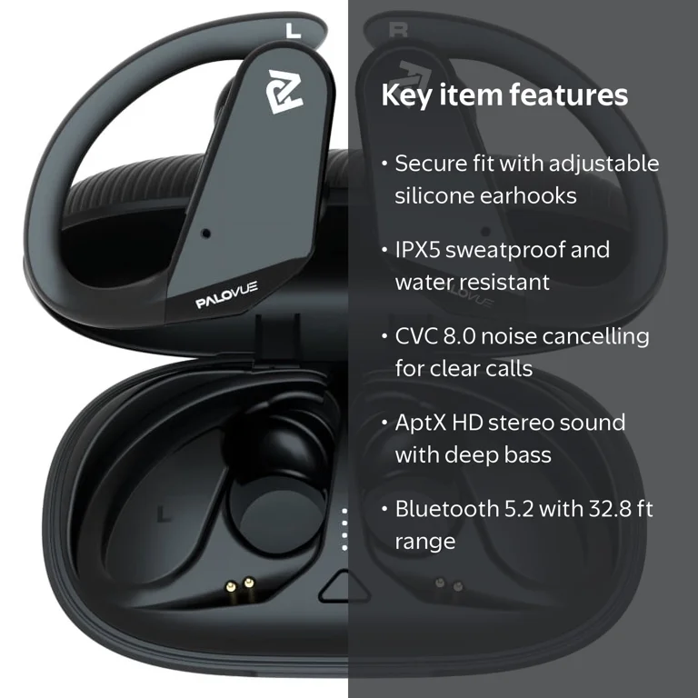 PaloVue Wireless Bluetooth 5.2 Earbuds, CVC 8.0 Noise Reduction, 4