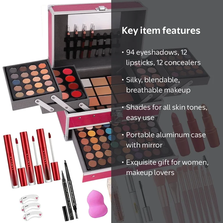 AOLIKOKO, Makeup Kit, 132 Colors, All-in-One Portable for Teen