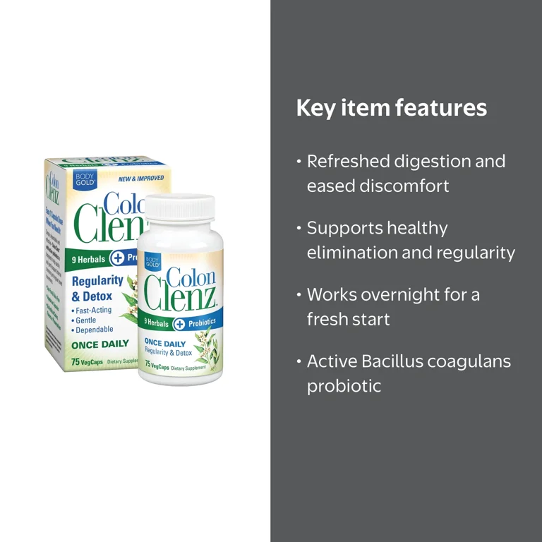 BodyGold Colon Clenz Regularity & Detox Formula, 75 CT, Once Daily