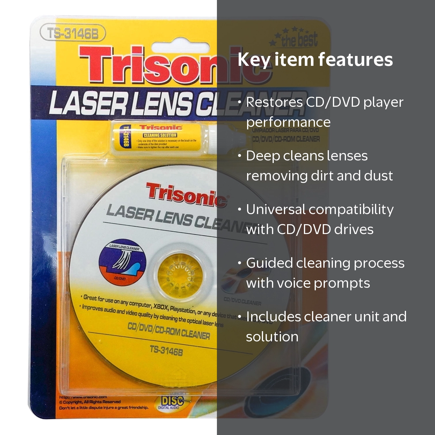 Trisonic Laser Lens Cleaner for DVD/CD Players + more - Walmart.com