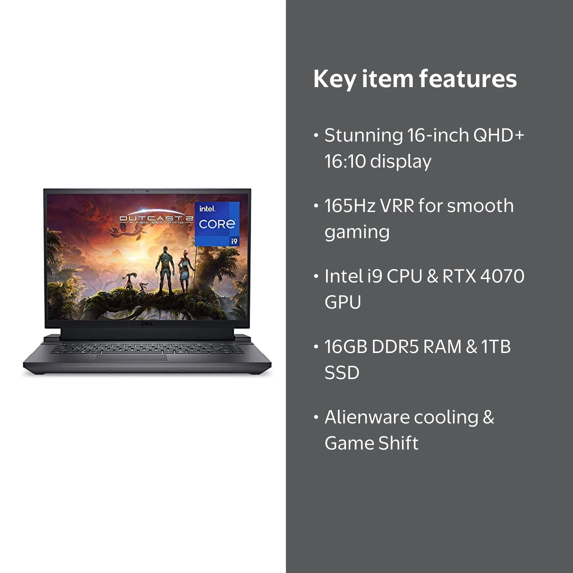 Dell G16 7630 Gaming Laptop, 16-inch QHD+, Intel i9, 16GB RAM, 1TB