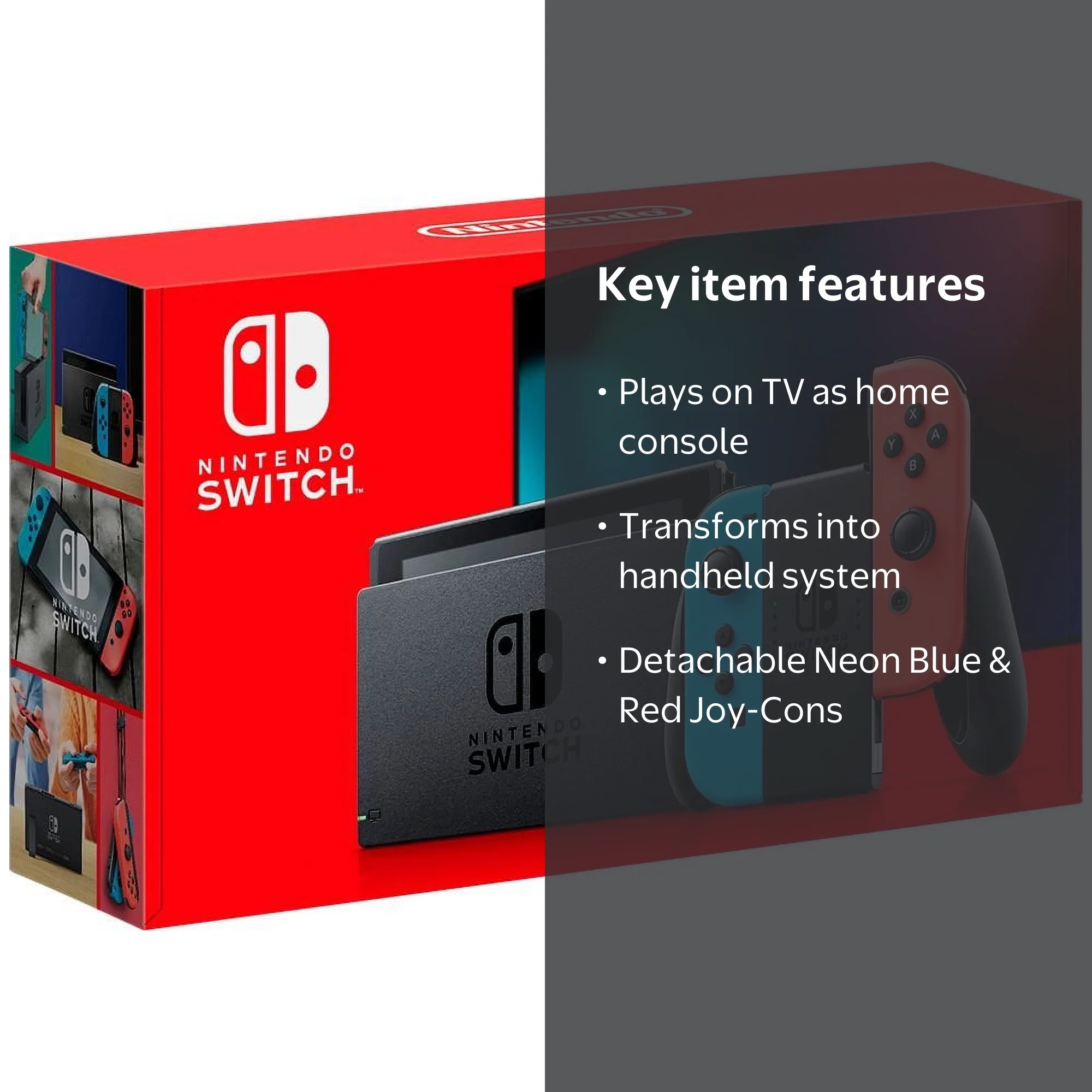 Open Box Nintendo Switch Console with Neon Blue & Red Joy-Con