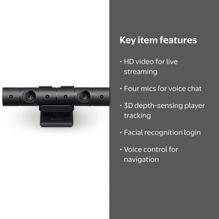 Sony PlayStation 4 HD Camera, Black, CUH-ZEY2 for PS4 Gameplay and