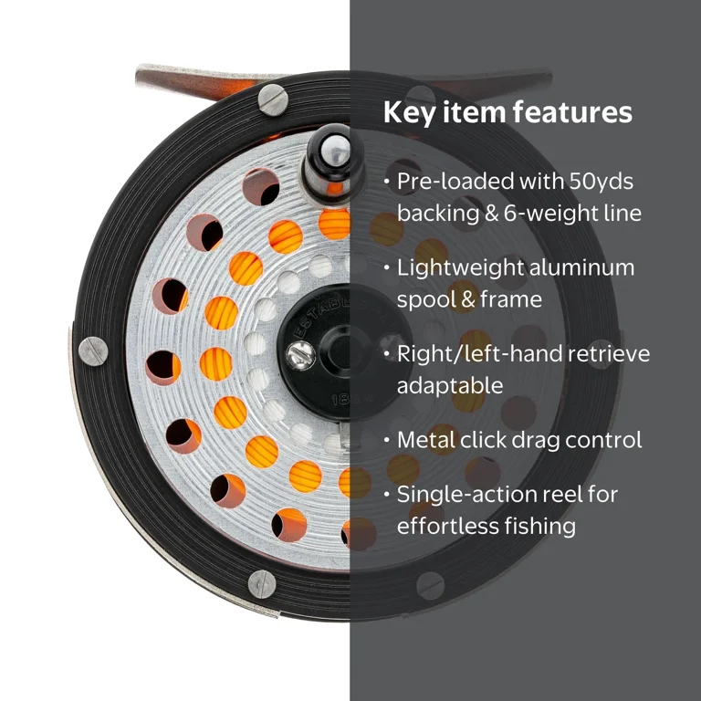 6 7 weight fly reel Bauer RVR 6/7 / Black/Gold larger water Fly Reels