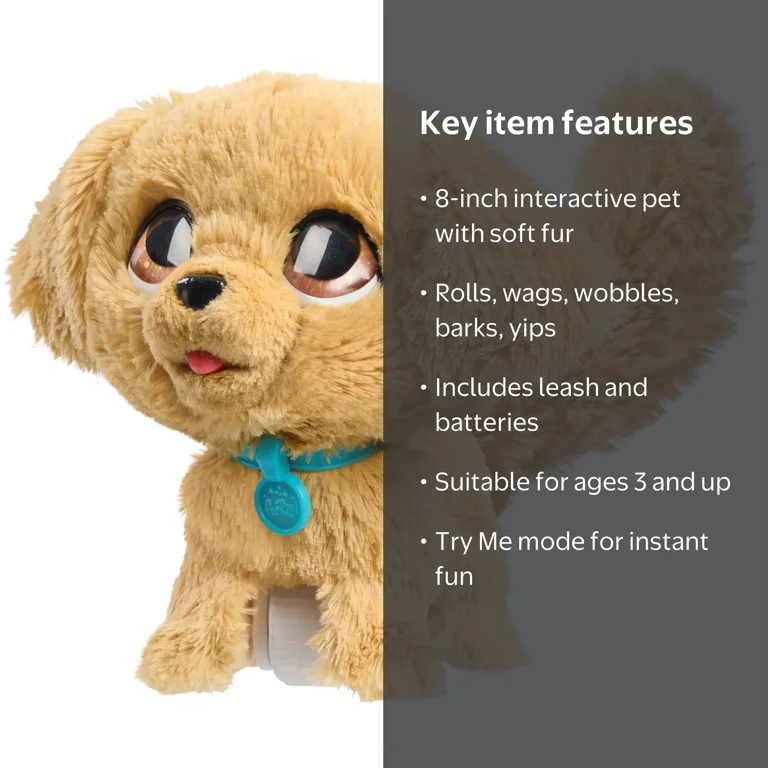 furReal, Interactive Toy Dog, Wag-A-Lots Golden Retriever, 8 inch