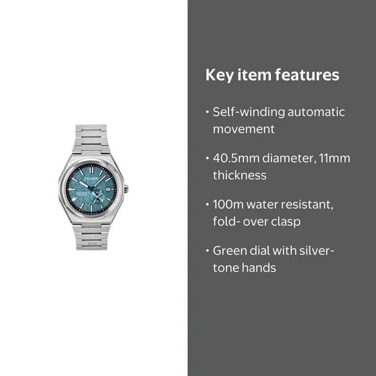 Citizen, Zenshin Automatic Watch, NJ0180-80X, Green dial - Walmart.com